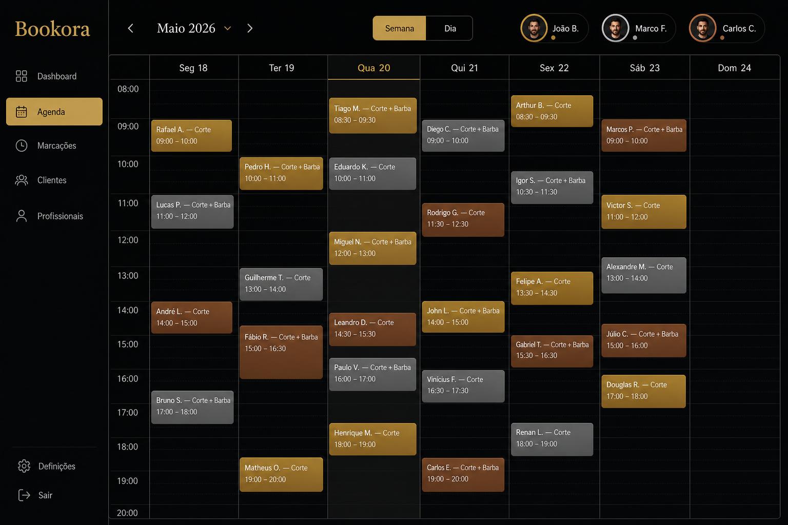 A sua semana inteira num só ecrã.